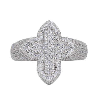 Small Iced Out Cross Vvs Moissanite Diamond Ring
