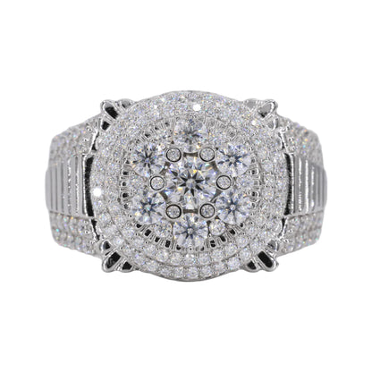 Iced Out Big Stone Flower VVS Moissanite Diamond Ring