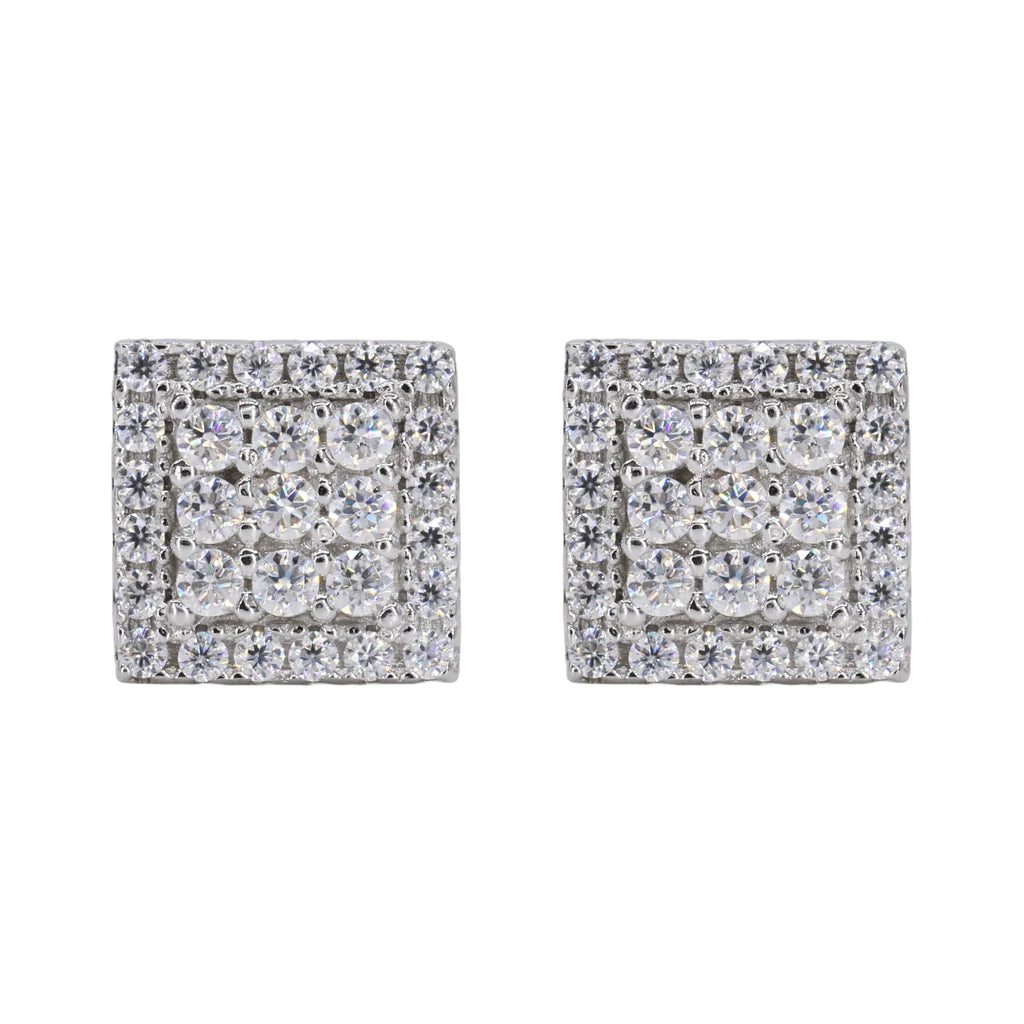 Squared Two Step VVS Moissanite Daimond Earrings