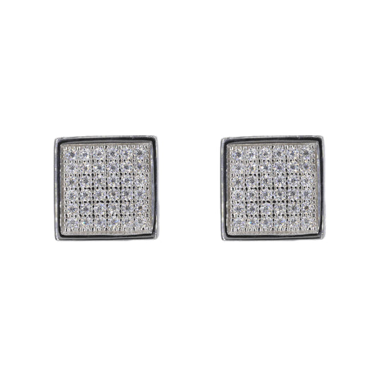 Square Iced VVS Moissanite Diamond Earrings