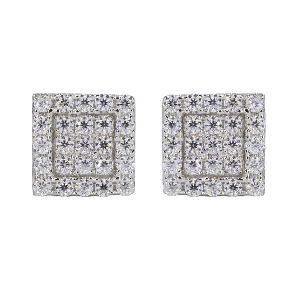 Square In-step Iced VVS Moissanite Daimond Earrings