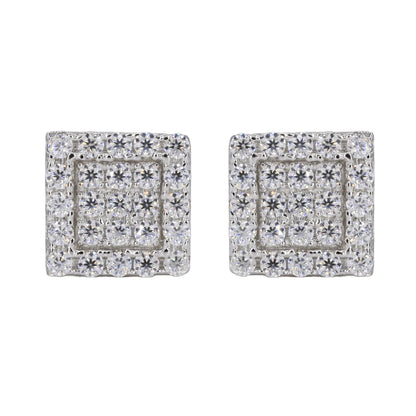 Square In-step Iced VVS Moissanite Daimond Earrings