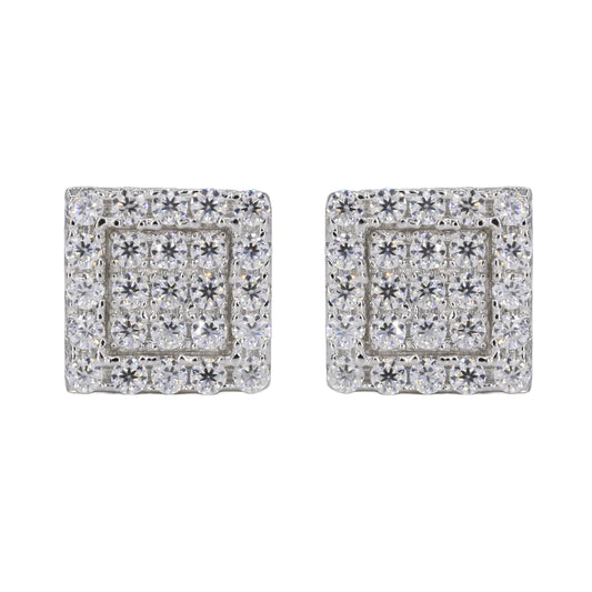 Square In-step Iced VVS Moissanite Daimond Earrings