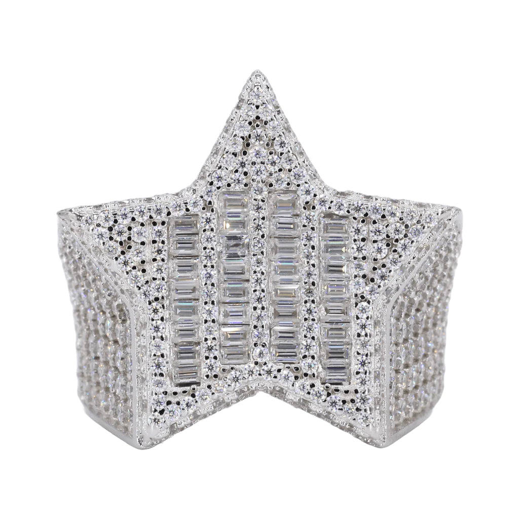 Baguette Stripped Star VVS Moissanite Diamond Ring