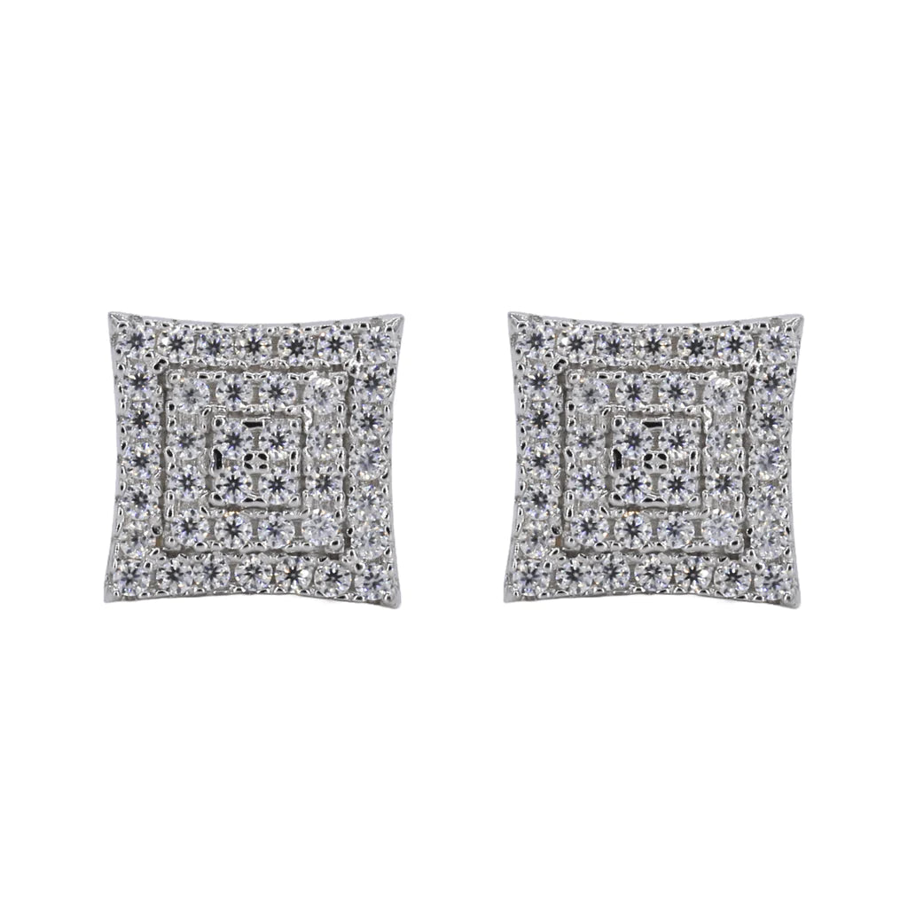 3 Step Iced Out Square VVS Moissanite Daimond Earrings