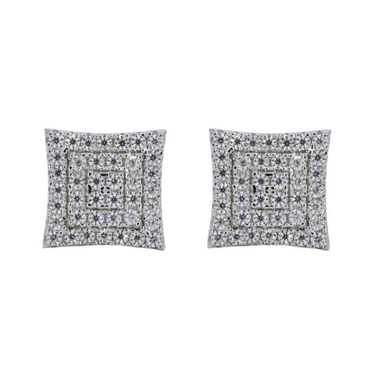 3 Step Iced Out Square VVS Moissanite Daimond Earrings