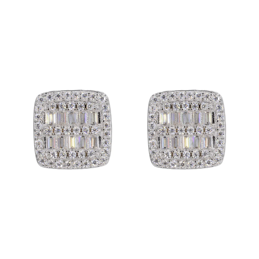 Baguette Infill VVS Moissanite Daimond Earrings