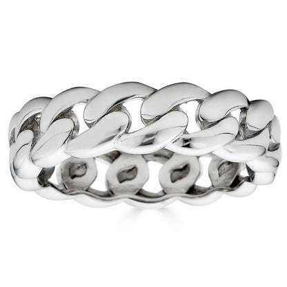 VIP 6mm Miami Cuban Band Ring - 925 Silver - Plain