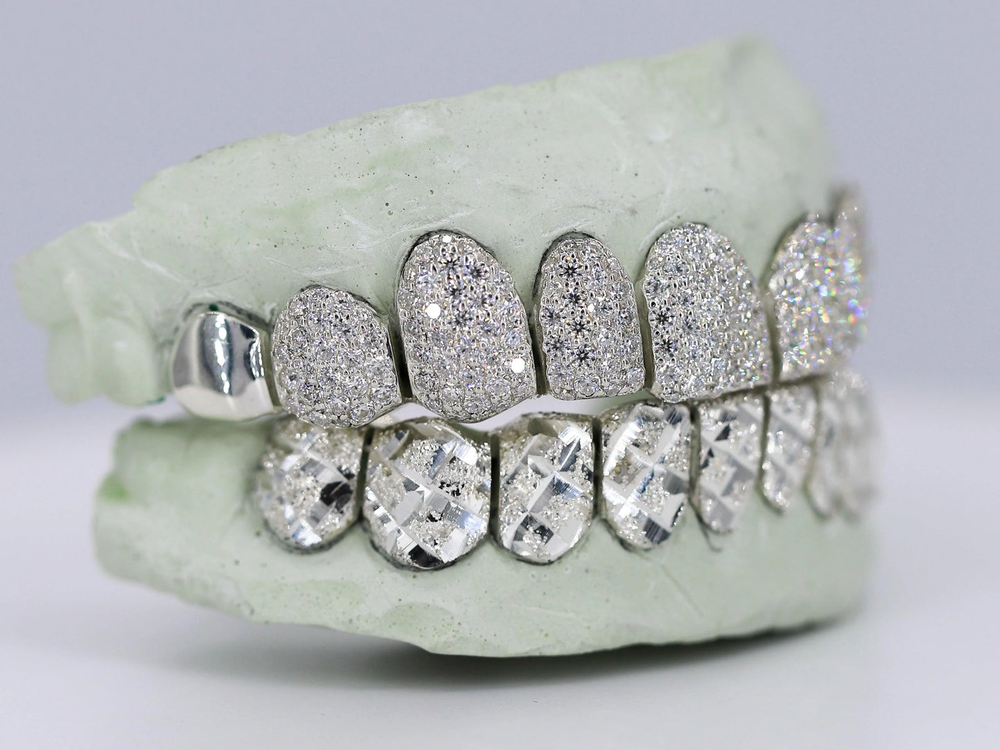 Diamond Top and Diamond Cut Bottom VVS Moisannite Diamond Grillz