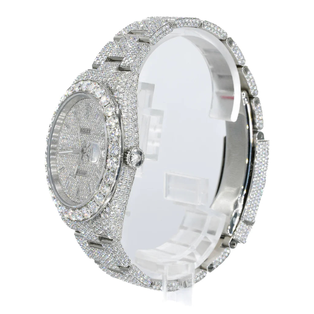 DJ 41MM Moissanite Diamond Big Stone Bezel Watch 22CT