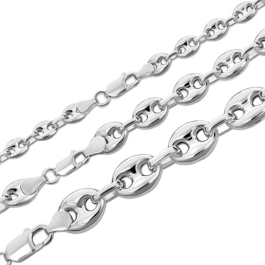 Puffed Gucci Necklace Or Bracelet - 925 Sterling Silver - 7"-30" - 6mm-12mm