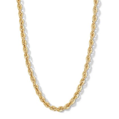 10K Hollow Gold Bonded Diamond-Cut Rope Chain - 22"
