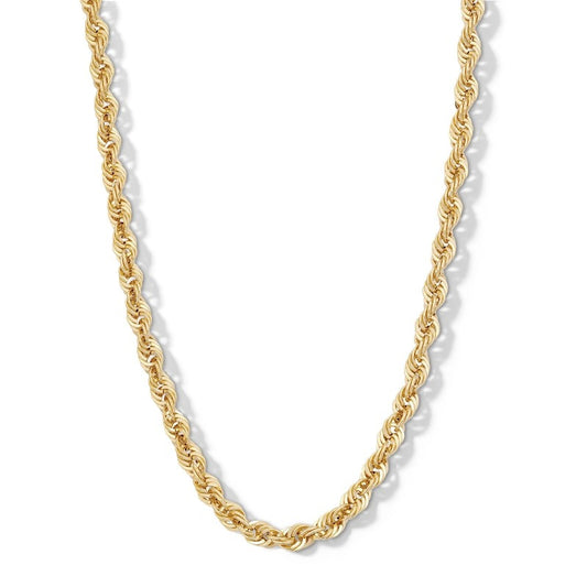 10K Hollow Gold Bonded Diamond-Cut Rope Chain - 22"