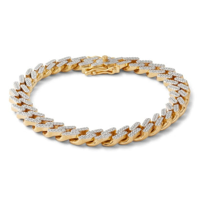 1/3 CT. T.W. Diamond Bar Zig-Zag Link Bracelet in Sterling Silver with 14K Gold Plate - 8.5"