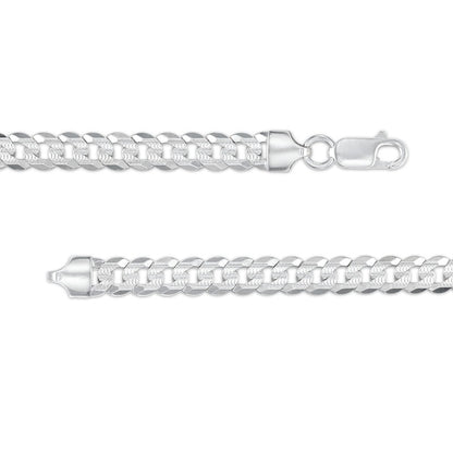 Sterling Silver Diamond-Cut Pavé Flat Curb Chain - 18"
