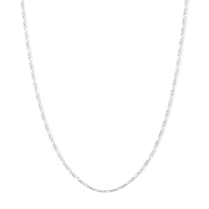 Sterling Silver Diamond-Cut Figaro Chain Made in Italy - 18"