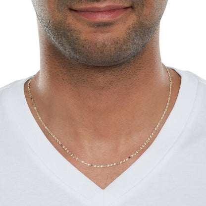 14K Solid Gold Mirror Valentino Tri-Color Chain Made in Italy - 18"