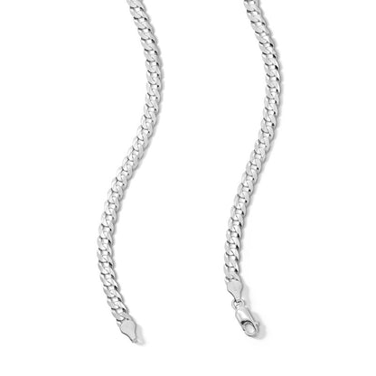 Sterling Silver Diamond-Cut Flat Curb Chain Made in Italy - 24"