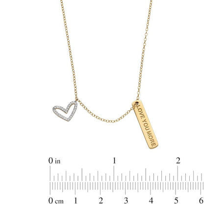14K Gold Plated 1/20 CT. T.W. Diamond Love You More Pendant - 18"