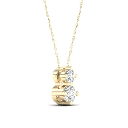 10K Solid Gold 1/6 CT. T.W. Lab-Grown Diamond Two Stone Pendant - 18"