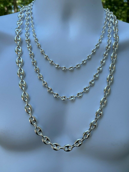 Puffed Gucci Necklace Or Bracelet - 925 Sterling Silver - 7"-30" - 6mm-12mm