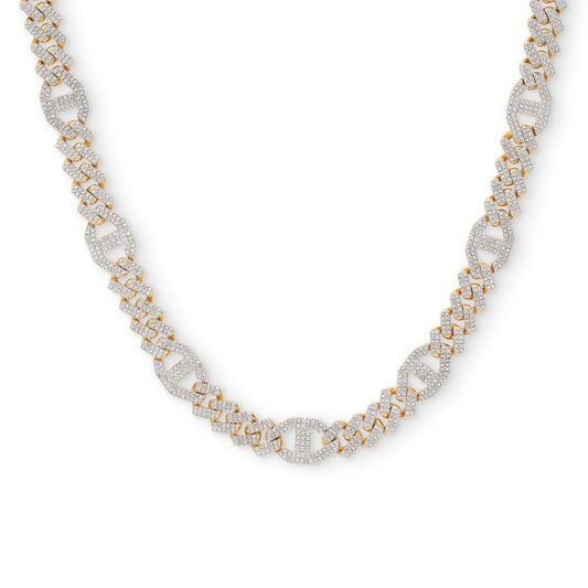 Sterling Silver 1 CT. T.W. Diamond Hexagonal Mariner Link Station Chain Necklace - 22"