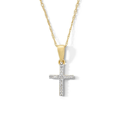 10K Gold Diamond Accent Cross Pendant