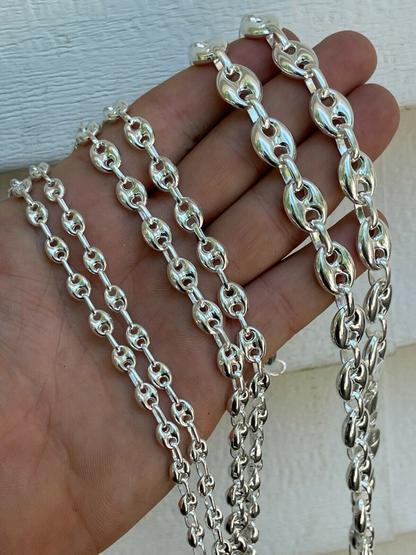 Puffed Gucci Necklace Or Bracelet - 925 Sterling Silver - 7"-30" - 6mm-12mm