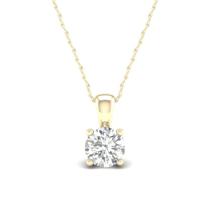 10K Solid Gold 1/3 CT. T.W. Lab-Grown Diamond Solitaire Pendant - 16" + 2"