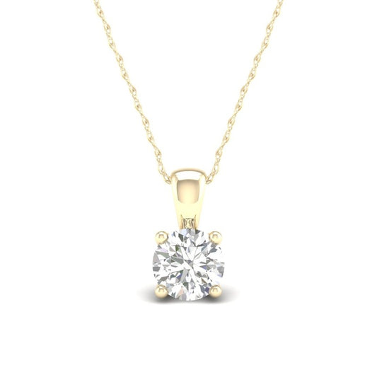 10K Solid Gold 1/3 CT. T.W. Lab-Grown Diamond Solitaire Pendant - 16" + 2"