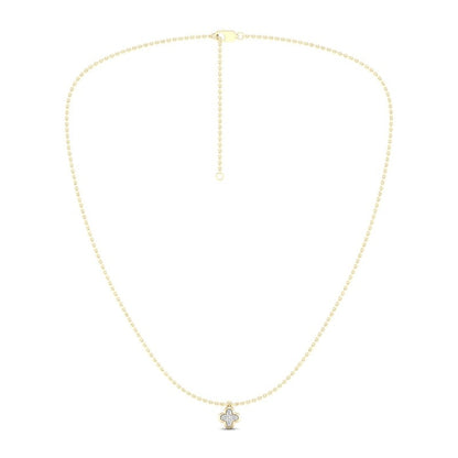 14K Gold Plated 1/15 CT.T.W. Lab-Grown Diamond Clover Pendant - 16" + 2"