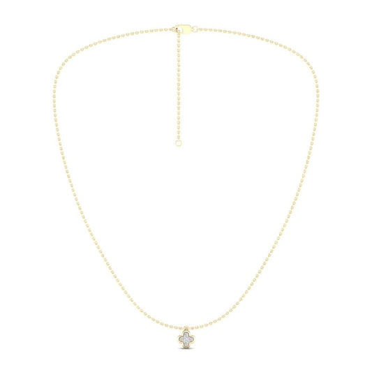 14K Gold Plated 1/15 CT.T.W. Lab-Grown Diamond Clover Pendant - 16" + 2"