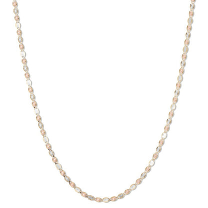 14K Solid Gold Mirror Valentino Tri-Color Chain Made in Italy - 18"