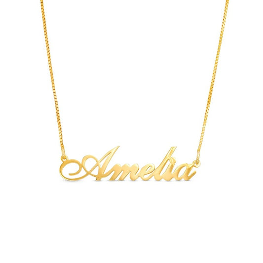 14K Gold Plated Personalized Flourish Script Name Chain Necklace - 18"