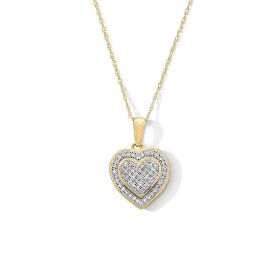 10K Gold 1/5 CT. T.W. Diamond Heart-Shaped Frame Pendant - 18"