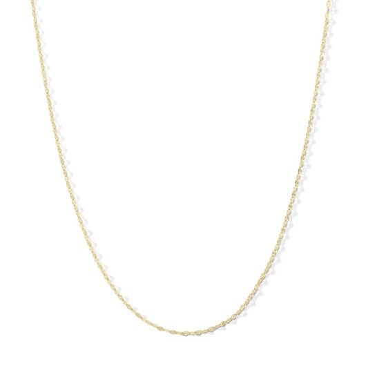 10K Solid Gold Diamond-Cut Stamp Mirror Chain Made in Italy - 16"