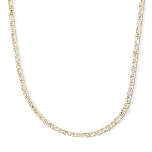 10K Semi-Solid Gold Diamond-Cut Mariner Chain Made in Italy - 20"