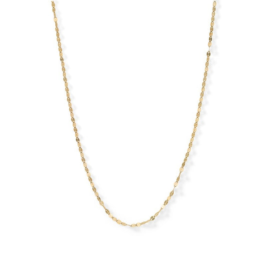 10K Solid Gold Mirror Chain Made in Italy - 18"