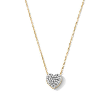 10K Gold 1/10 CT. T.W. Diamond Heart Pendant - 18"