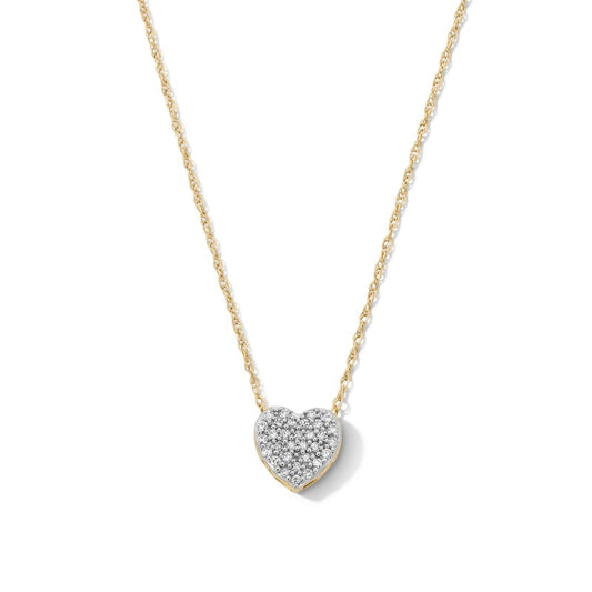 10K Gold 1/10 CT. T.W. Diamond Heart Pendant - 18"