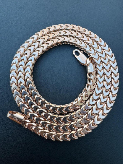 Franco Link Chain Necklace - Rose Gold Vermeil 925 Silver - 16"-30" - 2mm-5mm