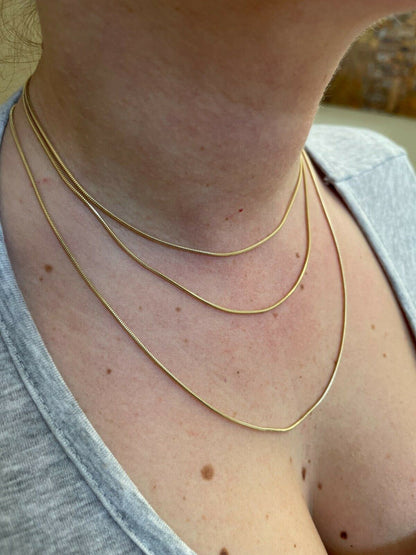 Snake Chain Necklace - 14k Gold Vermeil 925 Sterling Silver - 14"-30" - 1.5mm
