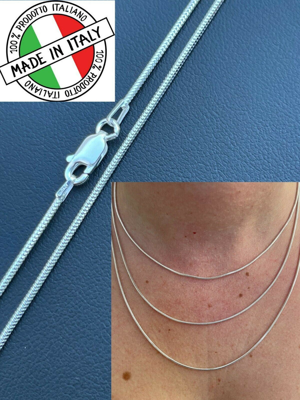 Snake Chain Necklace - 925 Sterling Silver - 14"-30" - 1.5mm