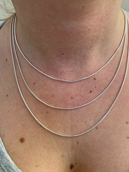 Snake Chain Necklace - 925 Sterling Silver - 14"-30" - 1.5mm