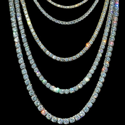 #1 BESTSELLER Tennis Chain Necklace Iced Out CZ Stones - 14k Gold Vermeil Or 925 Silver - 3mm-7mm - 16"-30"