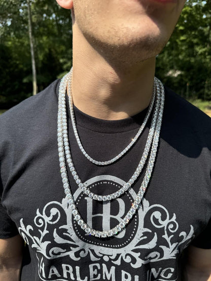 #1 BESTSELLER Tennis Chain Necklace Iced Out CZ Stones - 14k Gold Vermeil Or 925 Silver - 3mm-7mm - 16"-30"