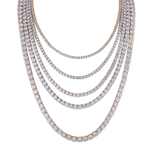 #1 BESTSELLER Tennis Chain Necklace Iced Out CZ Stones - 14k Gold Vermeil Or 925 Silver - 3mm-7mm - 16"-30"
