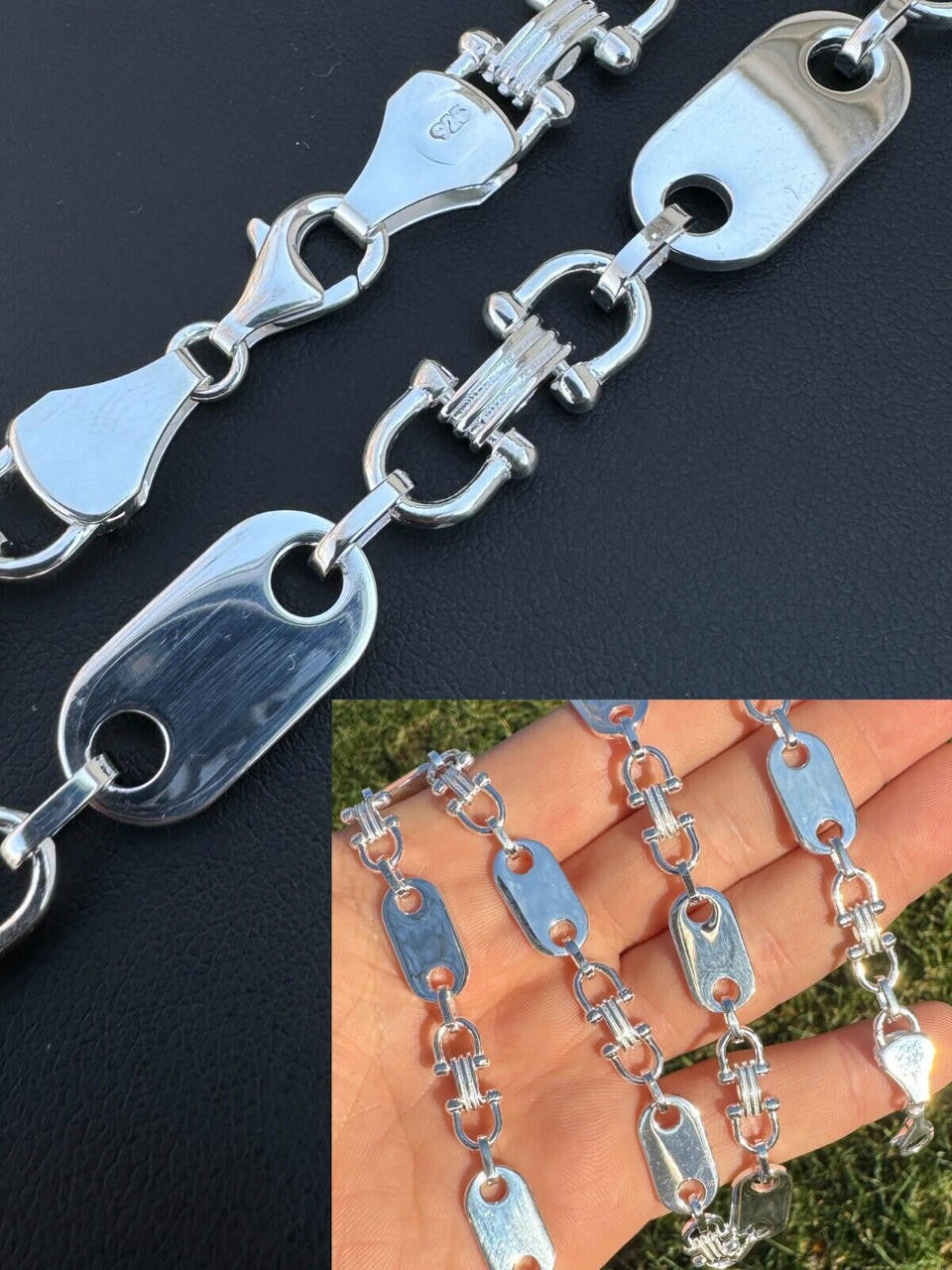 Custom Ferragamo Mariner Link Chain Necklace - 925 Sterling Silver - 18"-28" - 10mm