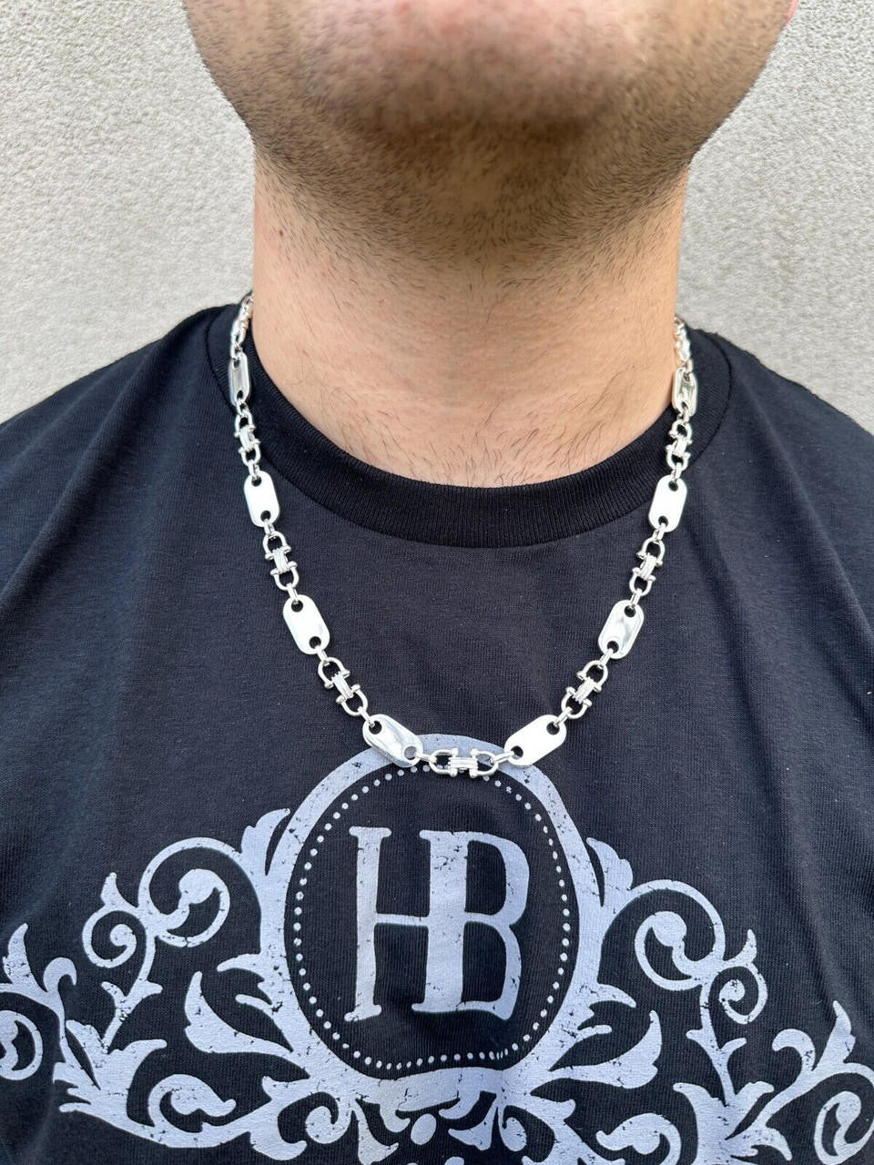 Custom Ferragamo Mariner Link Chain Necklace - 925 Sterling Silver - 18"-28" - 10mm