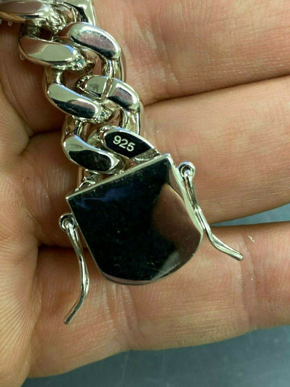 MOISSANITE Big Stone Miami Cuban Link Chain Necklace Iced Out - 925 Silver - 12mm - 16"- 30"